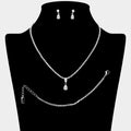 Teardrop Stone Cluster Pendant Pointed Rhinestone Paved Jewelry Set