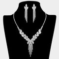 Rhinestone Paved Leaf Cascade Necklace