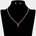 CZ Heart Stone Cluster Pendant Accent RHinestone Pave Necklace