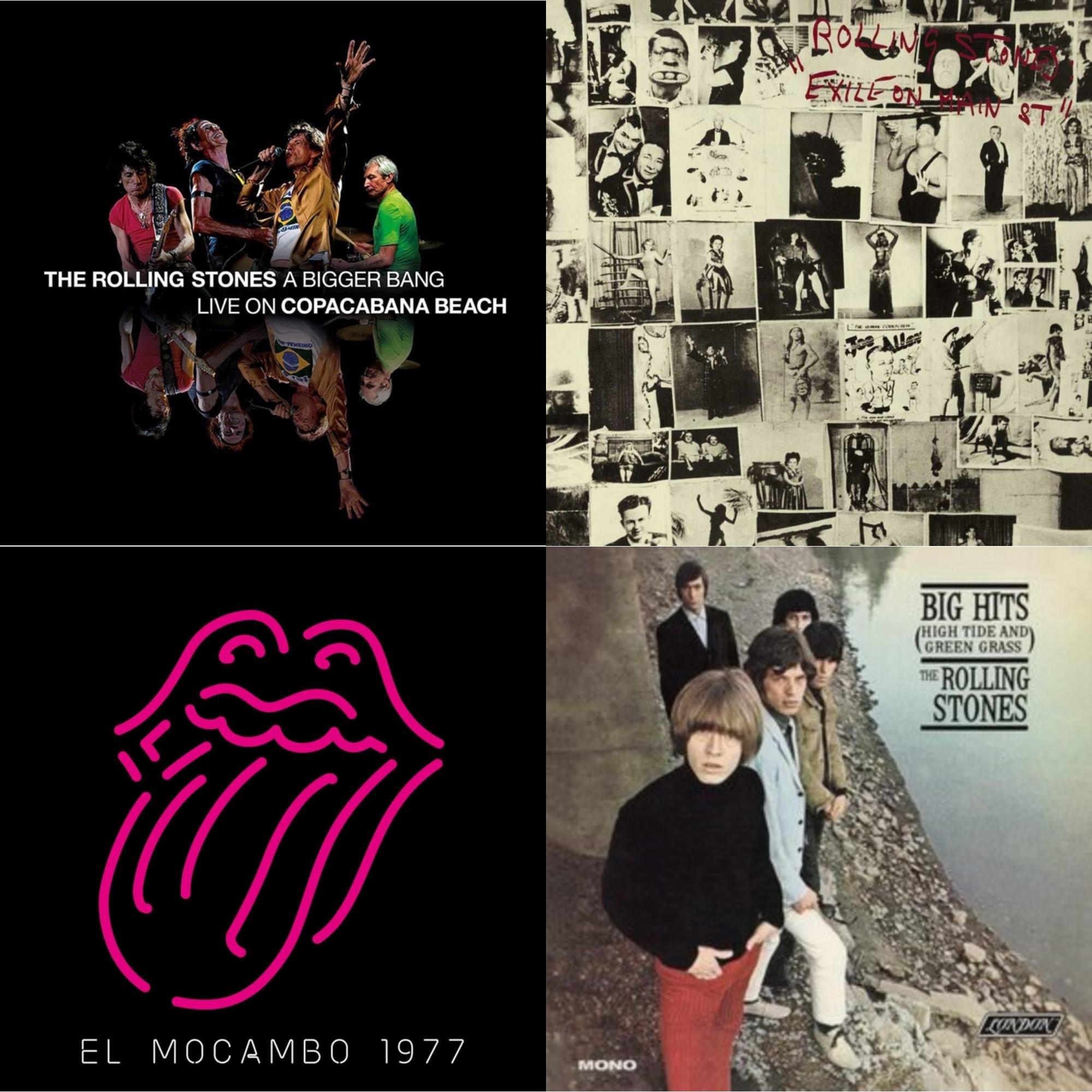 Big Hits (High Tide Green Grass LP Vinyl) & Bigger Bang Live On Copacabana Beach (Multi Color Vinyl/3LP) & Live At The El Mocambo (4LP) & Exile On Main Street (2LP)