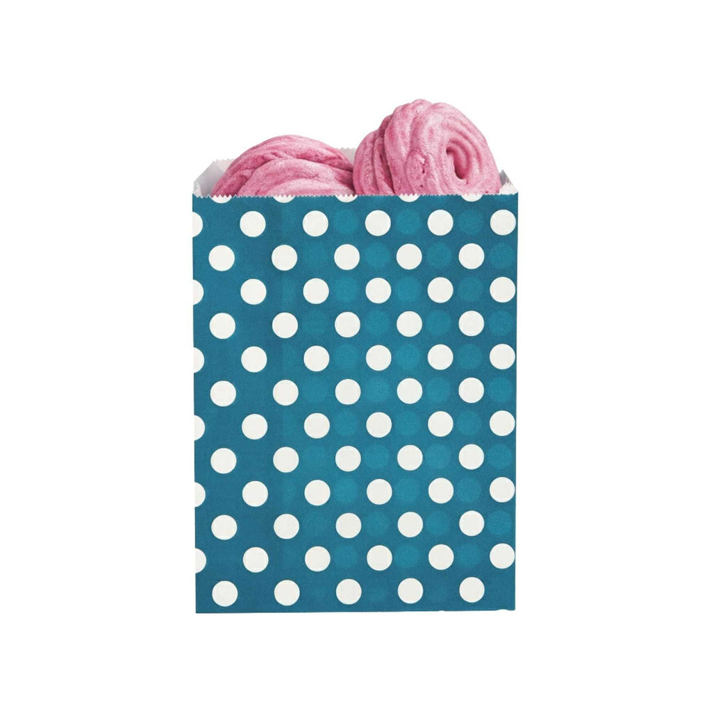 Bag Tek Rectangle Navy Blue Paper Bag - Polka Dots - 7" x 5" - 100 count box