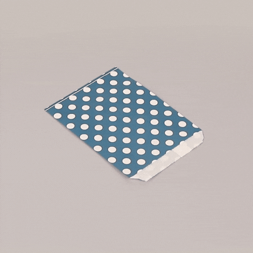 Bag Tek Rectangle Navy Blue Paper Bag - Polka Dots - 7" x 5" - 100 count box
