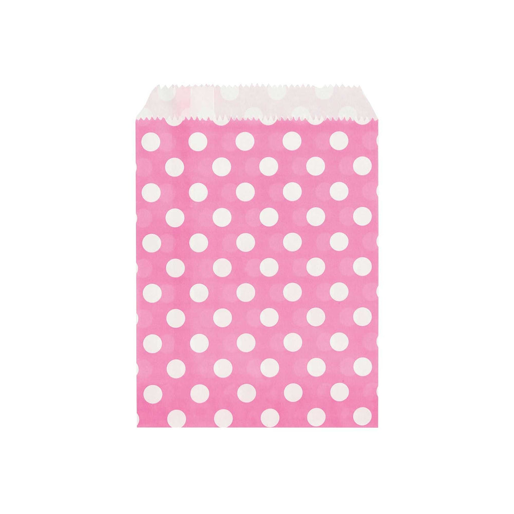 Bag Tek Rectangle Pink Paper Bag - Polka Dots - 7" x 5" - 100 count box