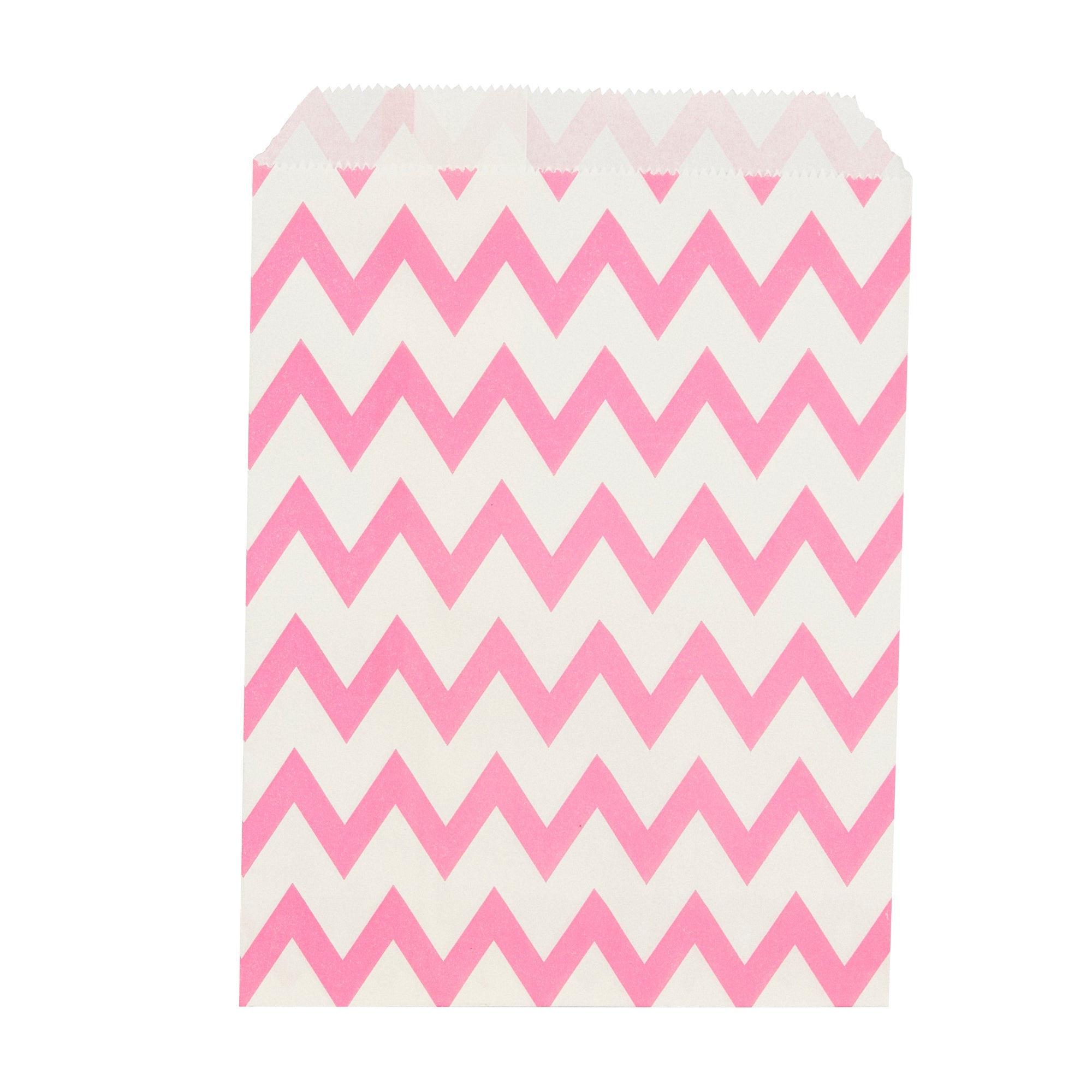 Bag Tek Rectangle Pink Paper Bag - Zig Zags - 7" x 5" - 100 count box