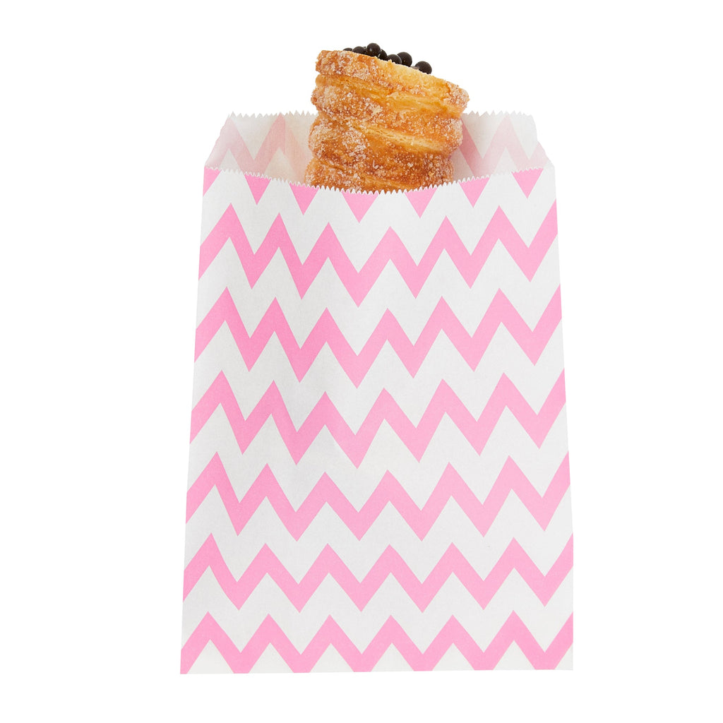 Bag Tek Rectangle Pink Paper Bag - Zig Zags - 7" x 5" - 100 count box