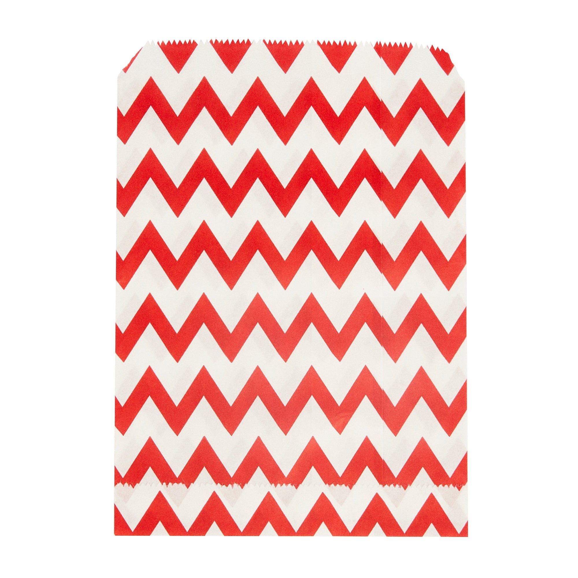 Bag Tek Rectangle Red Paper Bag - Zig Zags - 7" x 5" - 100 count box