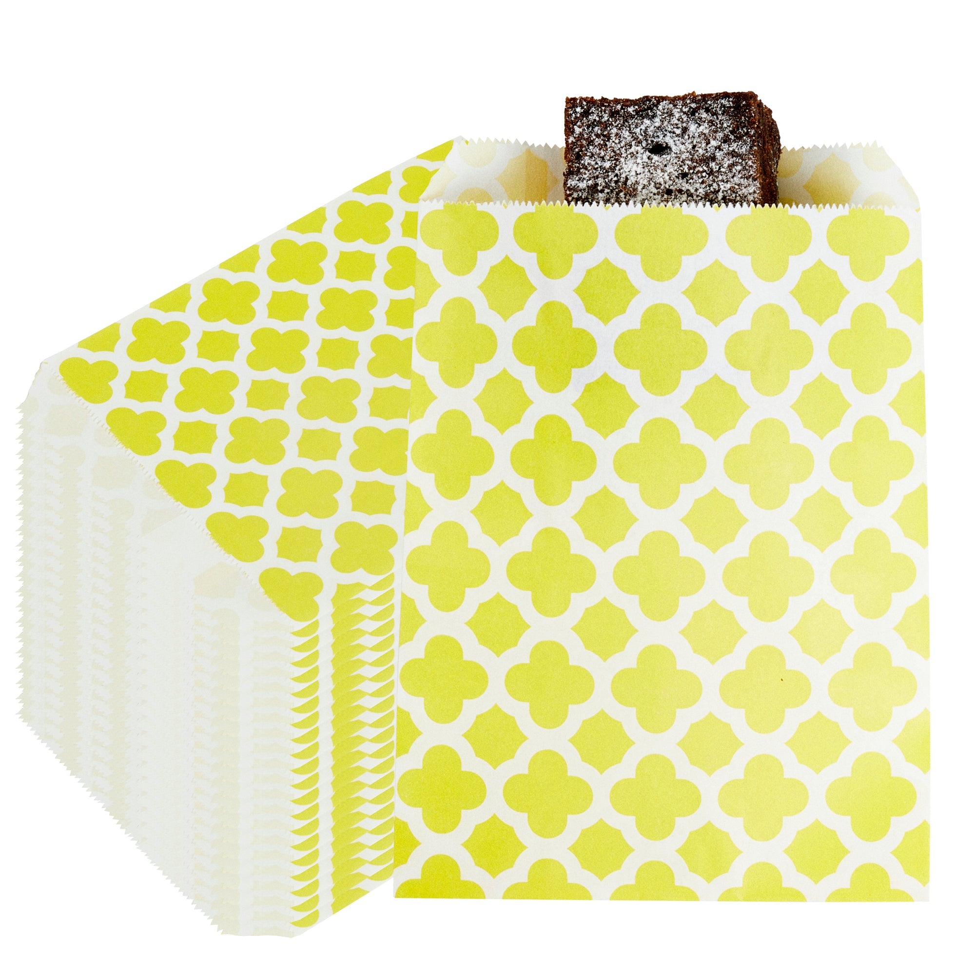 Bag Tek Rectangle Yellow Paper Bag - Asian Monogram - 7" x 5" - 100 count box