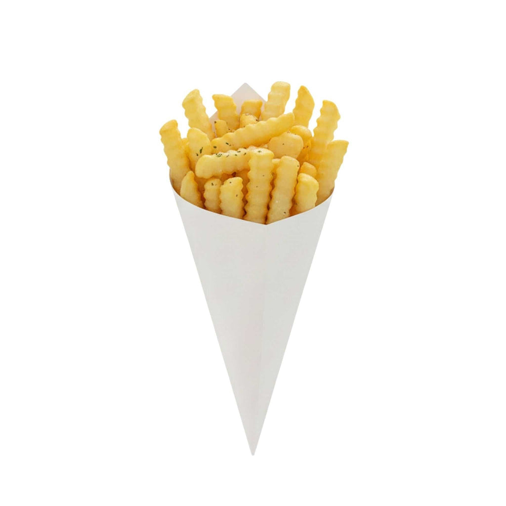Cone Tek White Paper Food Cone - 9 1/2" x 4 1/2" - 100 count box