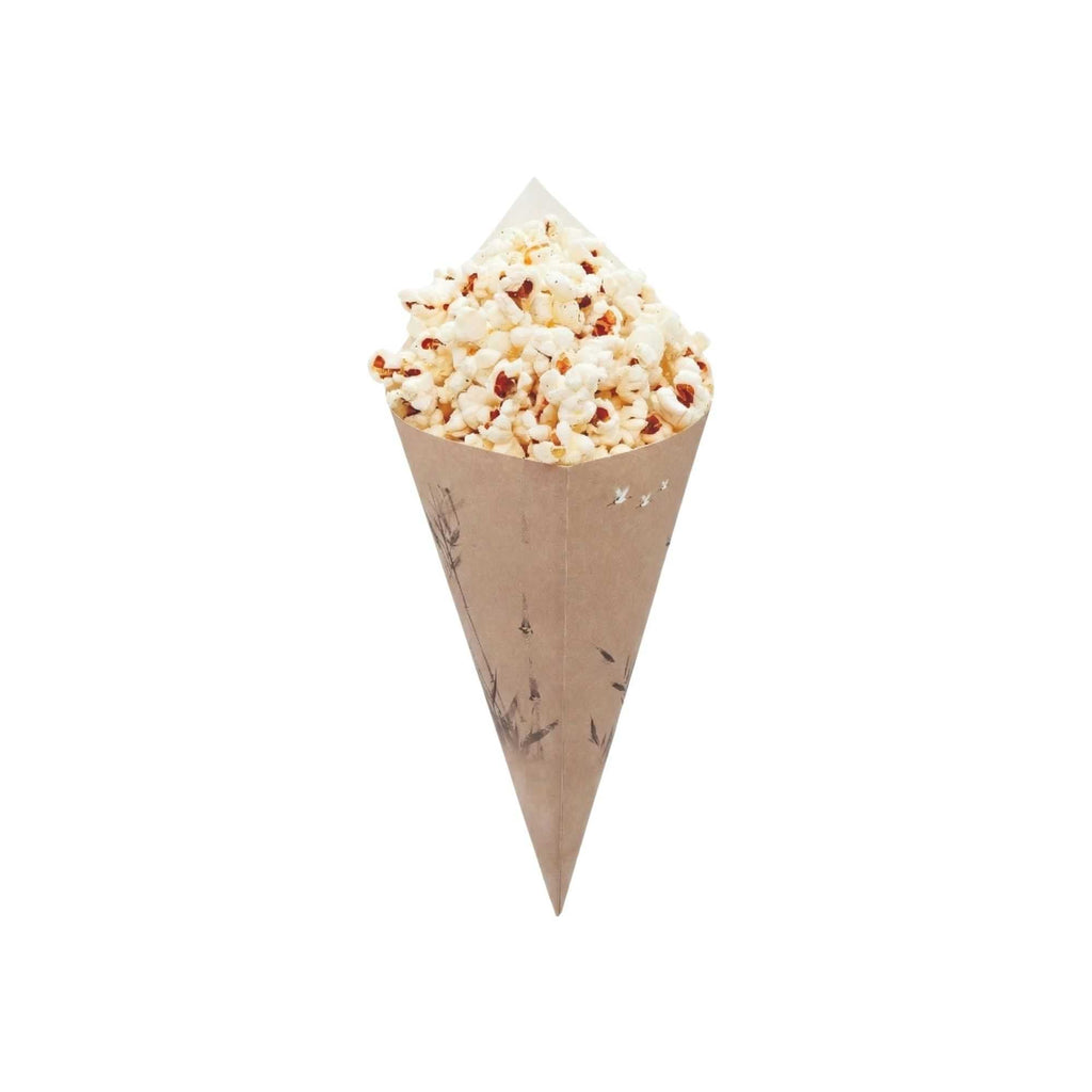 Cone Tek Bamboo Print Paper Food Cone - 9 1/2" x 4 1/2" - 100 count box