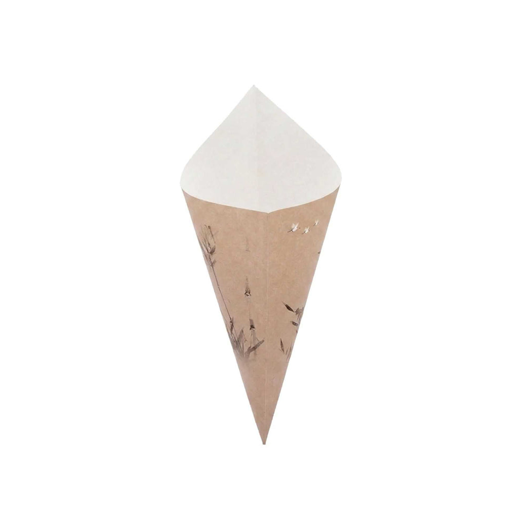 Cone Tek Bamboo Print Paper Food Cone - 11 1/2" x 5 1/2" - 100 count box