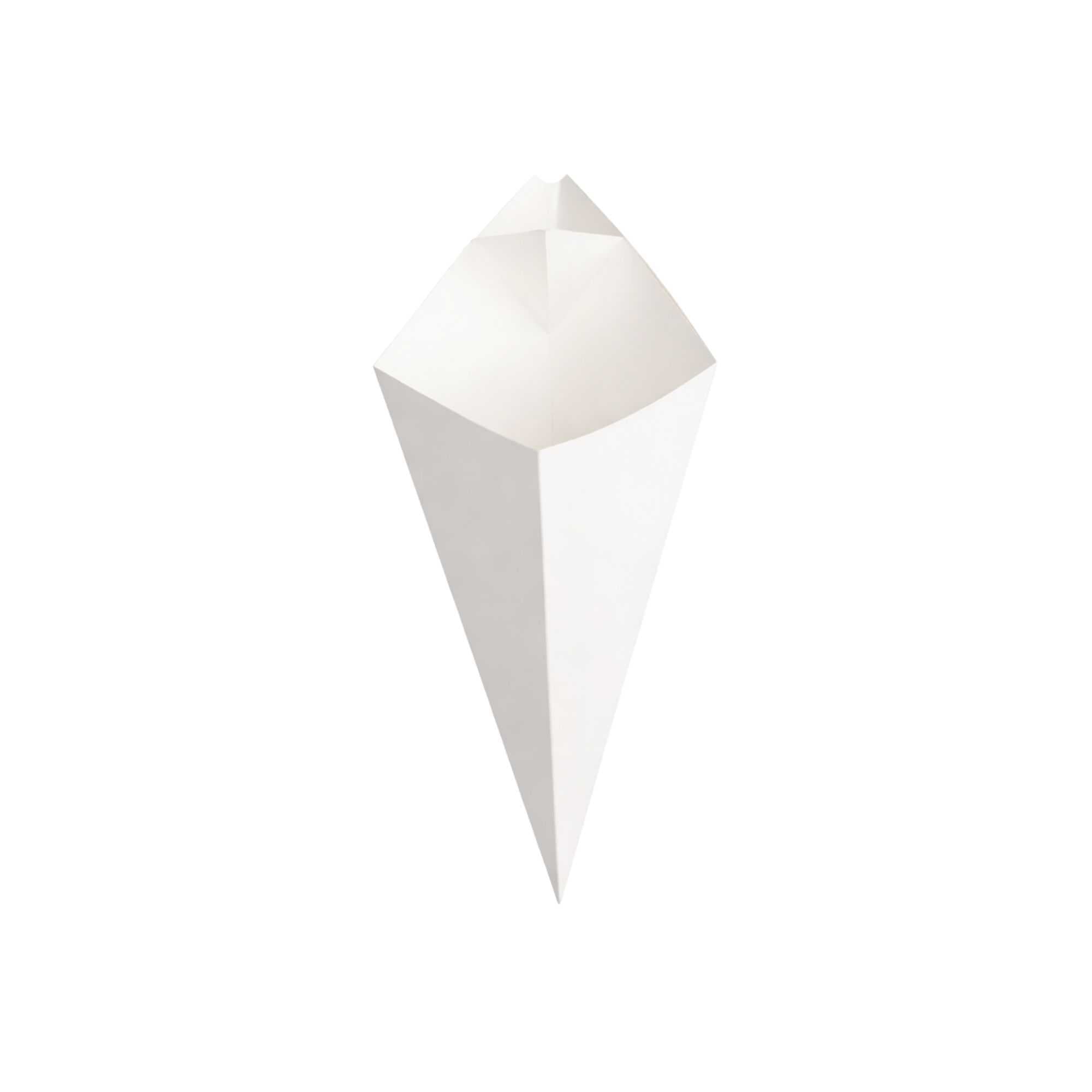 Cone Tek White Paper Food Cone - with Dipping Pocket - 11" x 6 1/2" - 100 count box