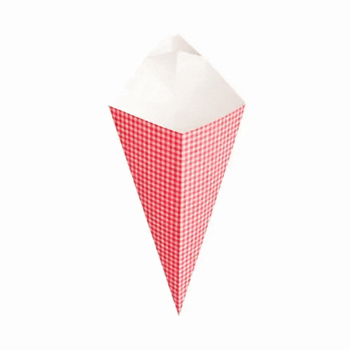 Cone Tek Picnic Print Paper Food Cone - with Dipping Pocket - 11" x 6 1/2" - 100 count box