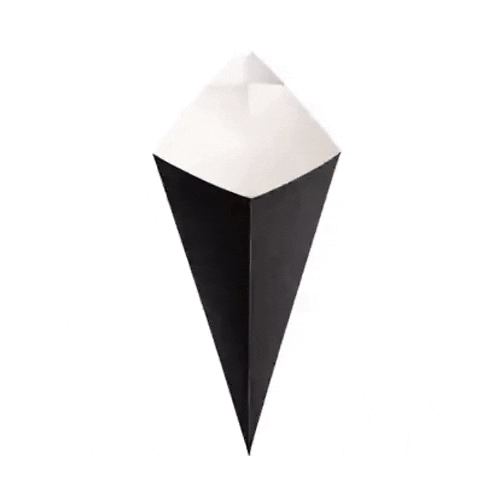 Cone Tek Black Paper Food Cone - with Dipping Pocket - 15" x 9" - 100 count box