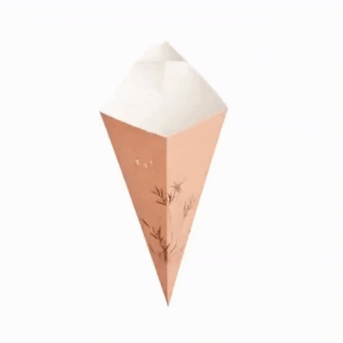 Cone Tek Bamboo Print Paper Food Cone - with Dipping Pocket - 15" x 9" - 100 count box