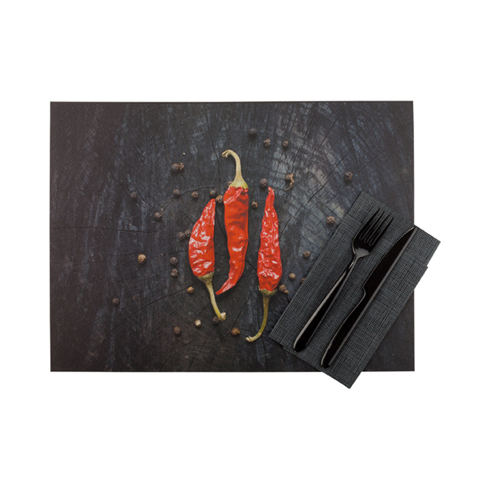 Chef 101 Rectangle Hot Chilly Paper Placemat - Semi-Disposable, 10 Uses - 11 3/4" x 15 3/4" - 12 count box