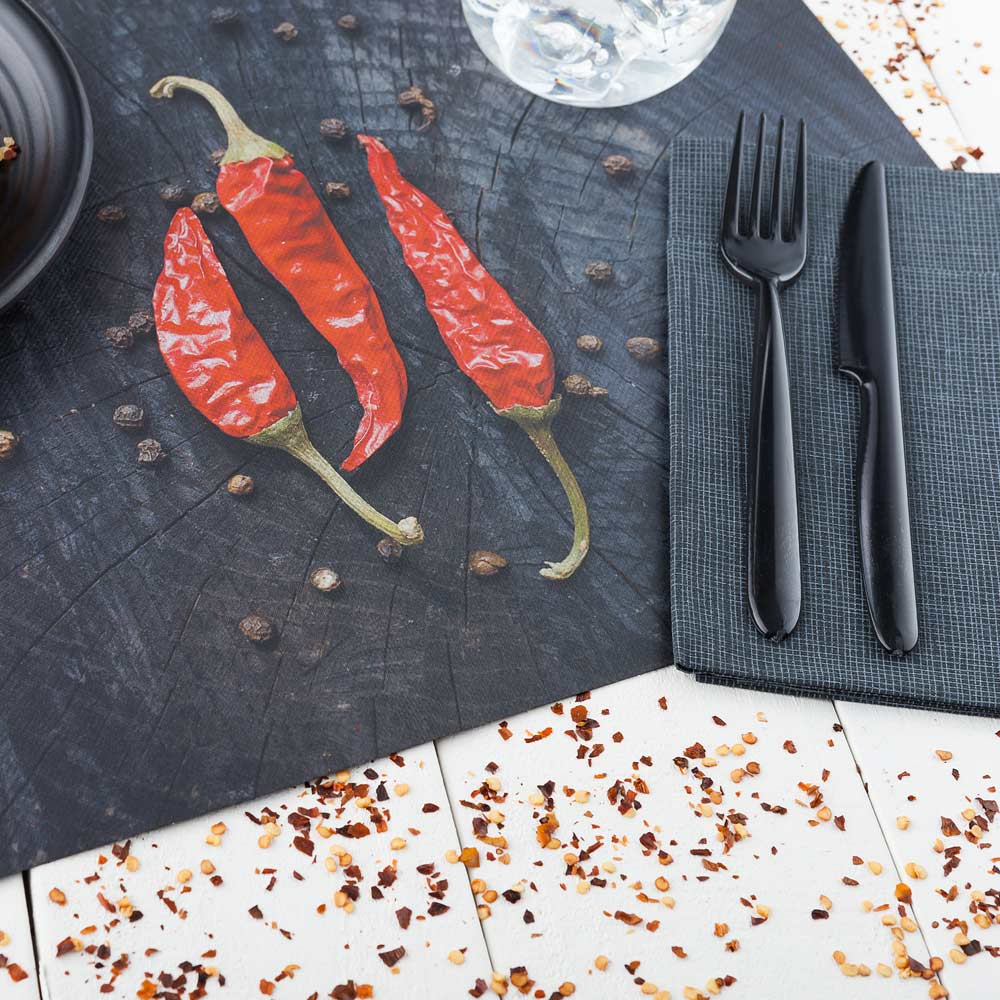 Chef 101 Rectangle Hot Chilly Paper Placemat - Semi-Disposable, 10 Uses - 11 3/4" x 15 3/4" - 12 count box