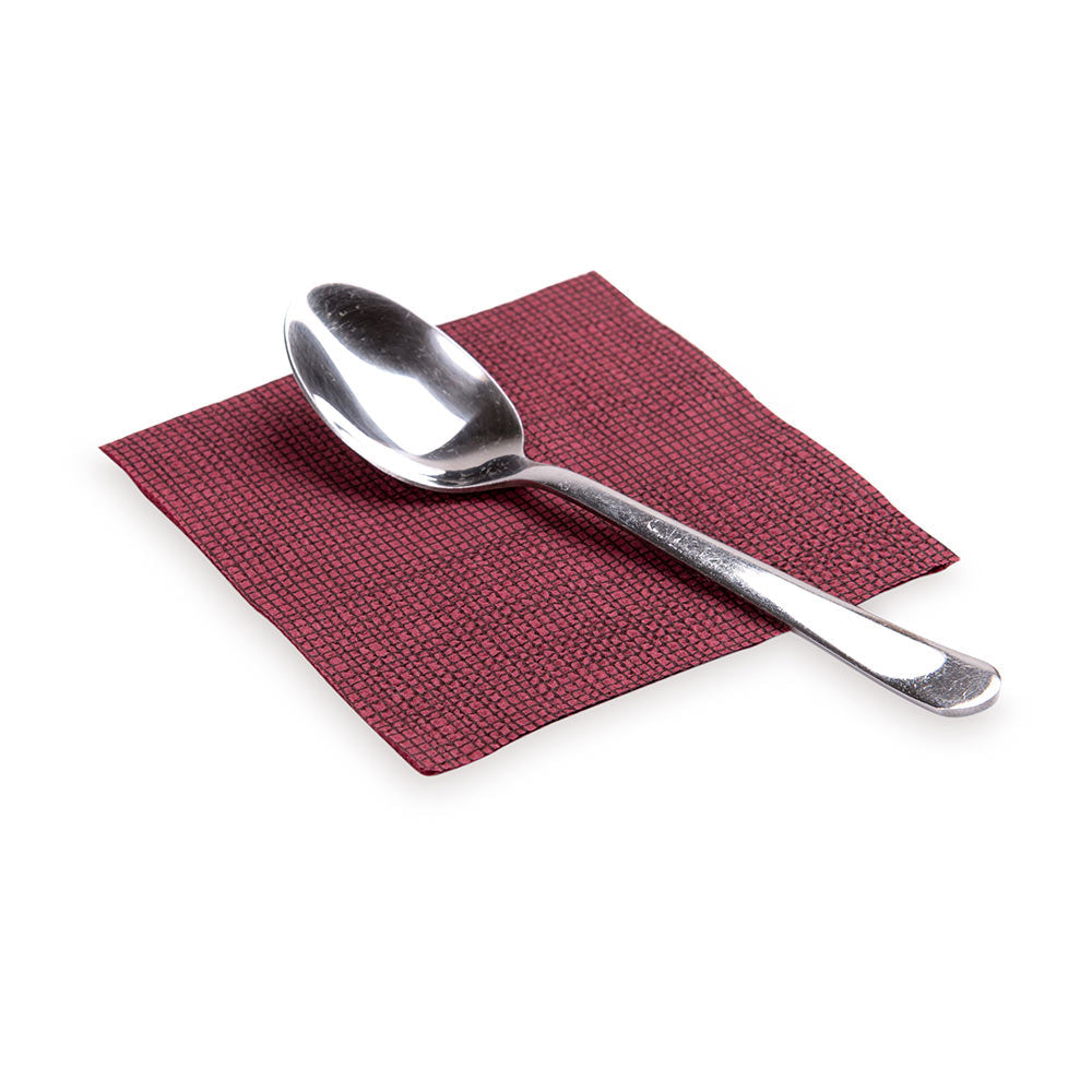 Luxenap Square Bordeaux Paper Cocktail Napkin - Micropoint, 2-Ply, with Black Threads - 7 3/4" x 7 3/4" - 100 count box