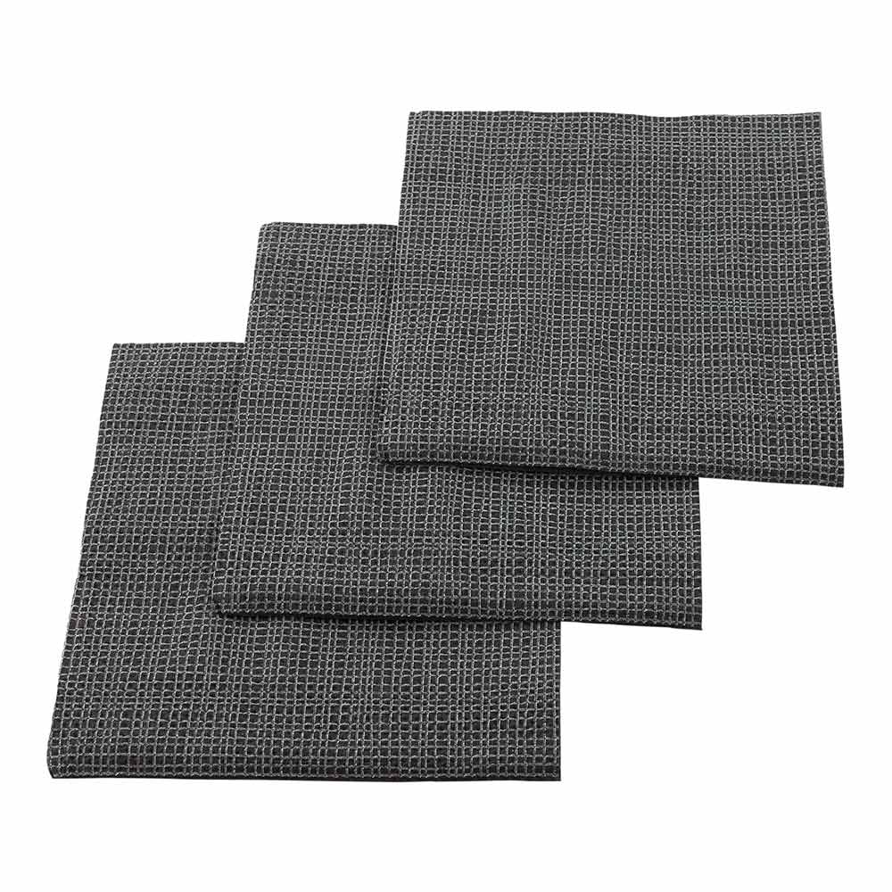 Luxenap Square Black Paper Cocktail Napkin - Micropoint, 2-Ply, with White Threads - 7 3/4" x 7 3/4" - 100 count box