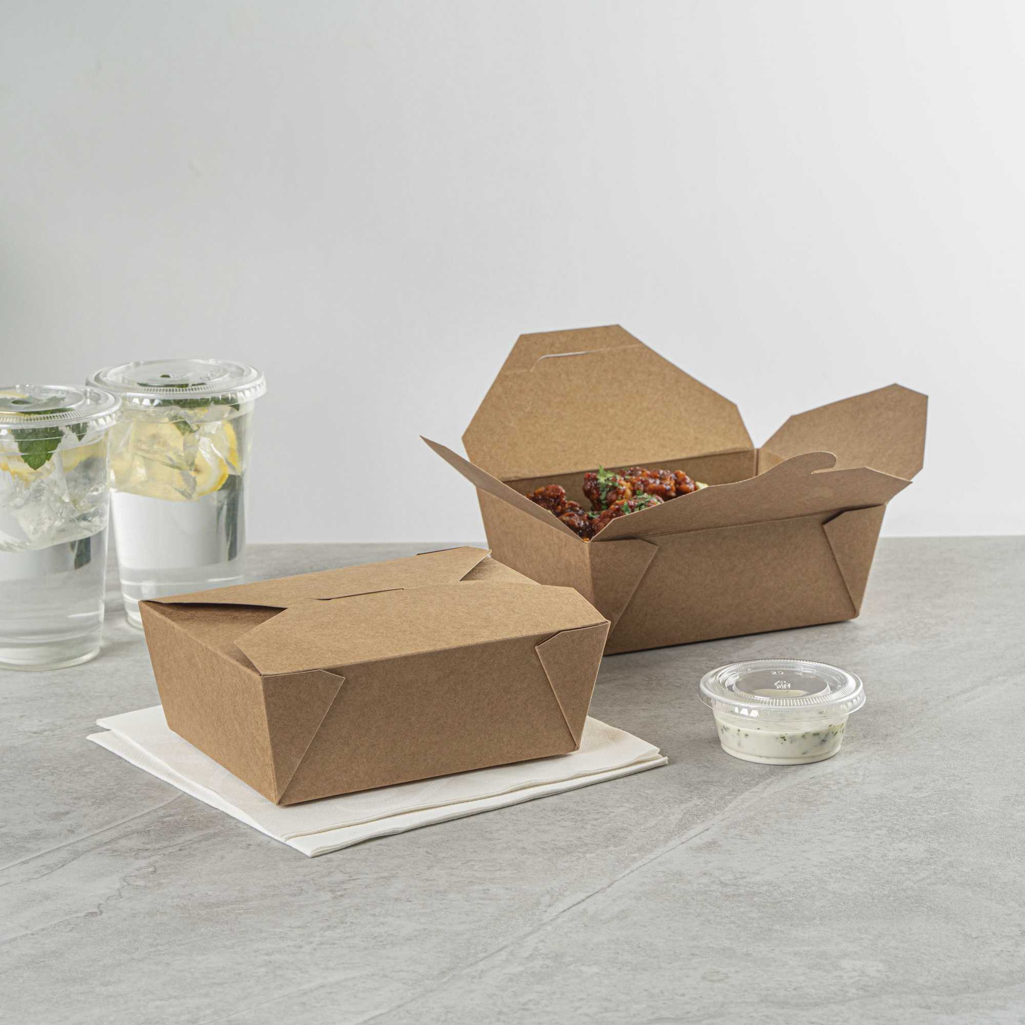 Bio Tek 45 oz Rectangle Kraft Paper #8 Bio Box Take Out Container - 6 3/4" x 5 1/2" x 2 1/2" - 200 count box