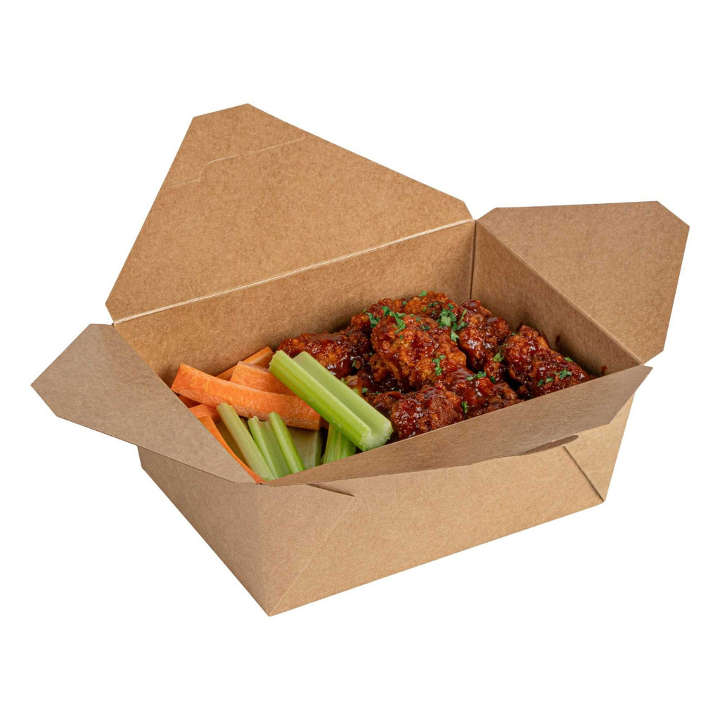 Bio Tek 98 oz Rectangle Kraft Paper #4 Bio Box Take Out Container - 8 1/2" x 6 1/4" x 3 1/2" - 200 count box