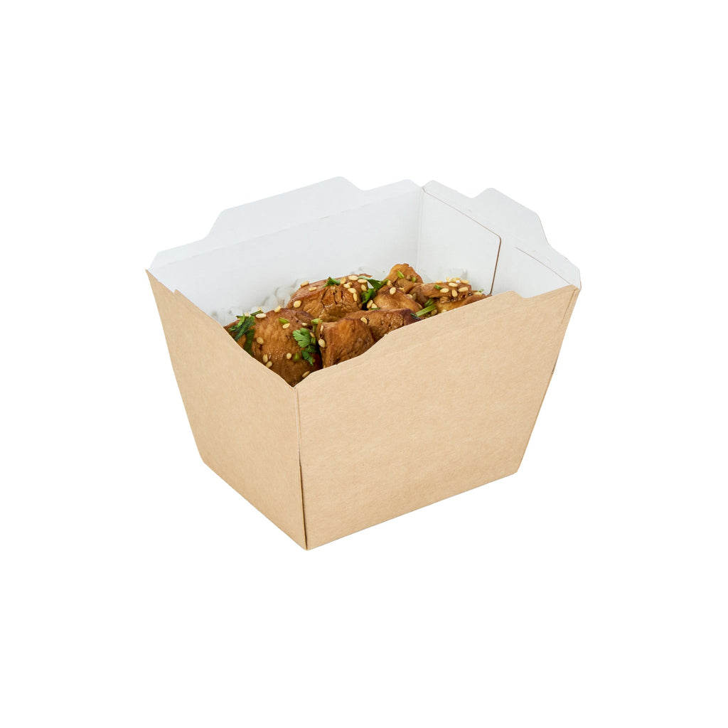 Cafe Vision 17 oz Rectangle Kraft Paper Small Click Lock Container - 4 1/4" x 3 1/4" x 2 3/4" - 200 count box