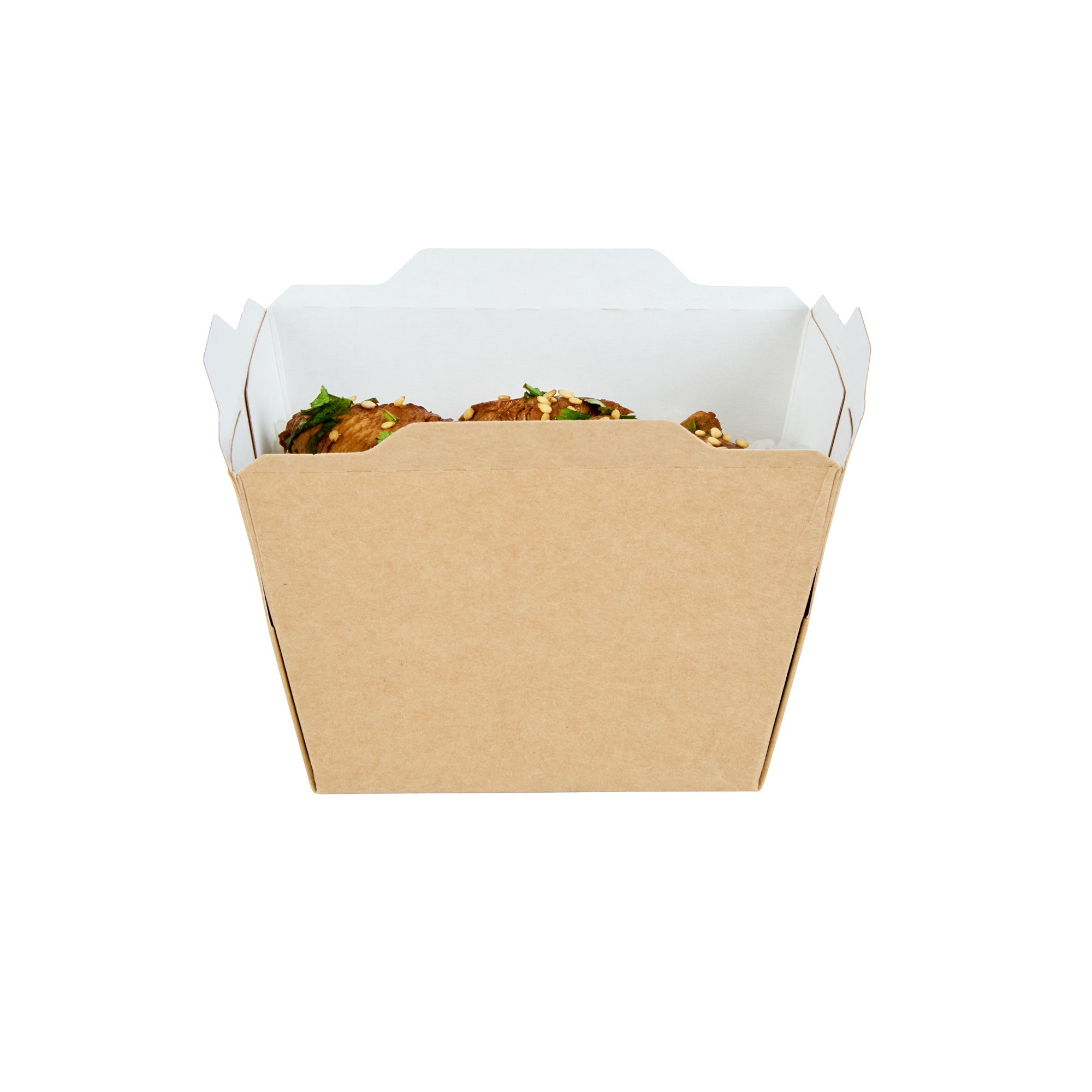 Cafe Vision 17 oz Rectangle Kraft Paper Small Click Lock Container - 4 1/4" x 3 1/4" x 2 3/4" - 200 count box