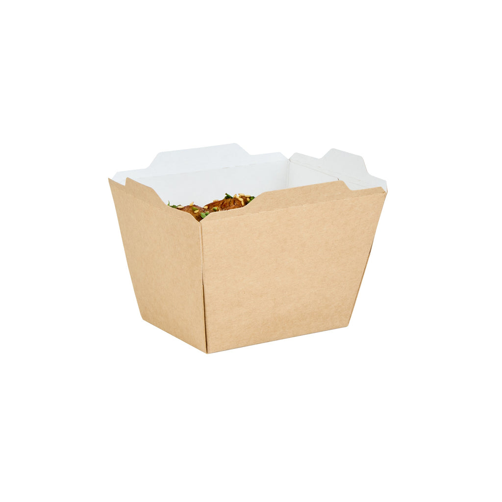 Cafe Vision 17 oz Rectangle Kraft Paper Small Click Lock Container - 4 1/4" x 3 1/4" x 2 3/4" - 200 count box
