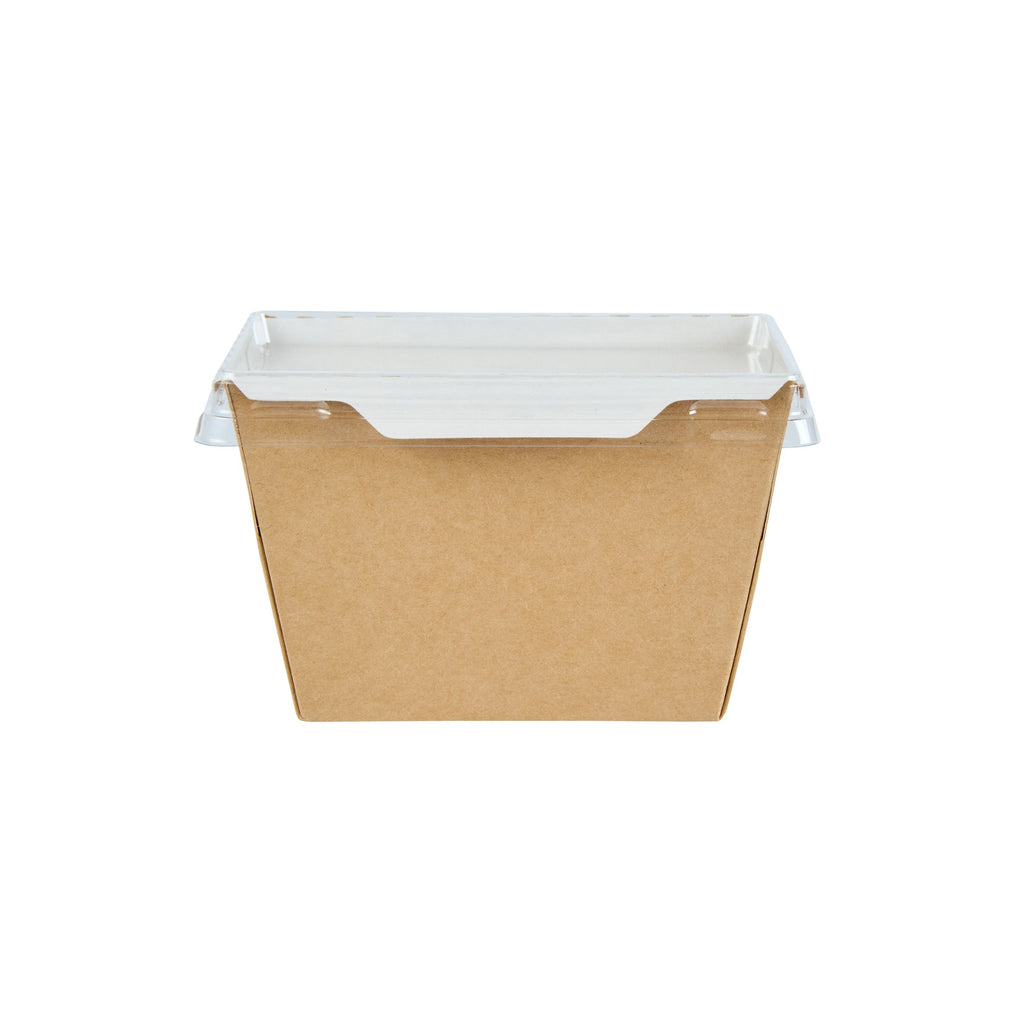 Cafe Vision 17 oz Rectangle Kraft Paper Small Click Lock Container - 4 1/4" x 3 1/4" x 2 3/4" - 200 count box