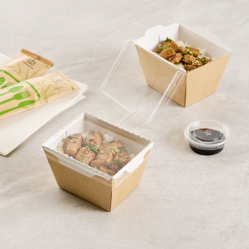 Cafe Vision Rectangle Clear Plastic Lid - Fits Small Click Lock Container - 200 count box