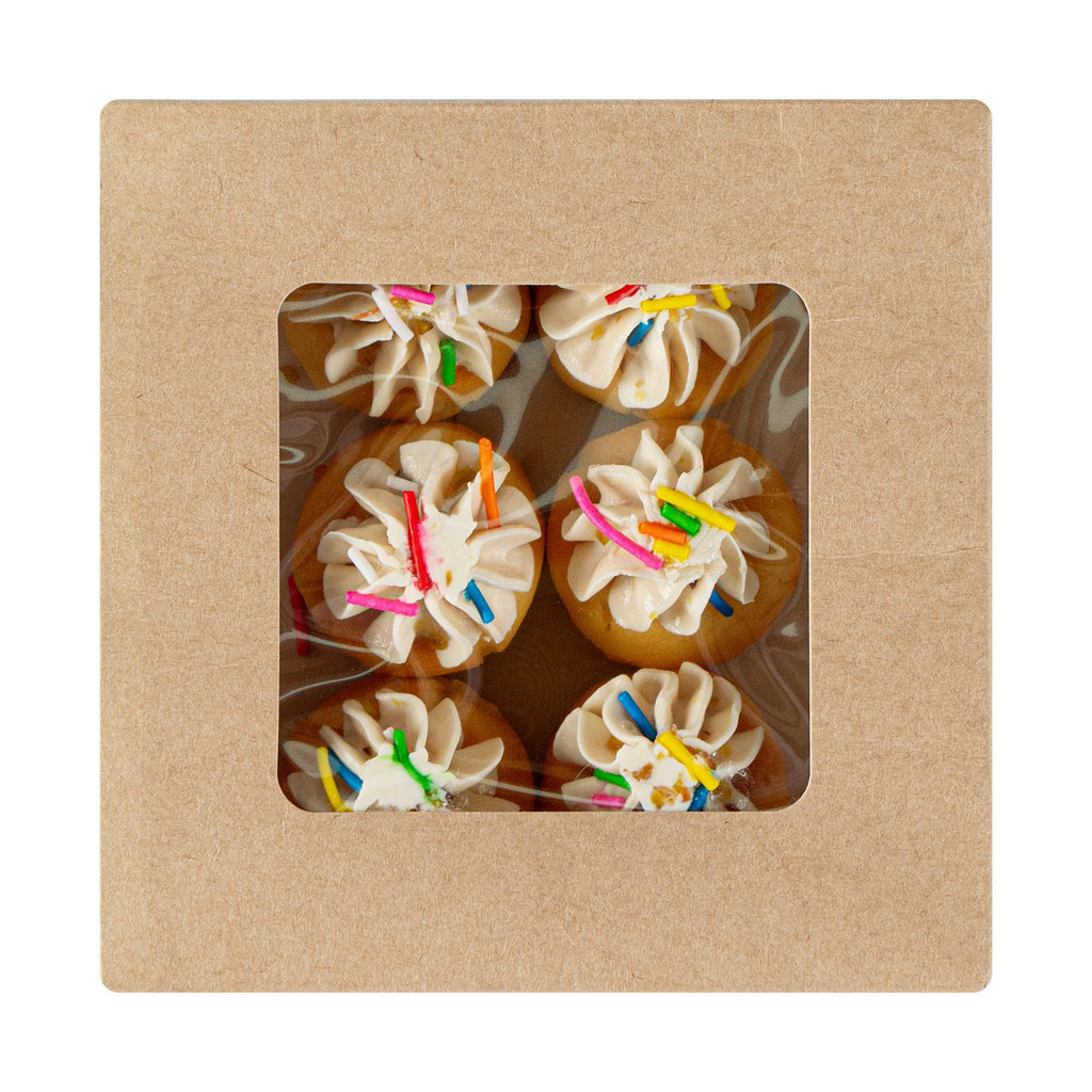 Cafe Vision 13 oz Square Kraft Paper Small Take Out Container - 4 1/2" x 4 1/2" x 1 1/2" - 200 count box
