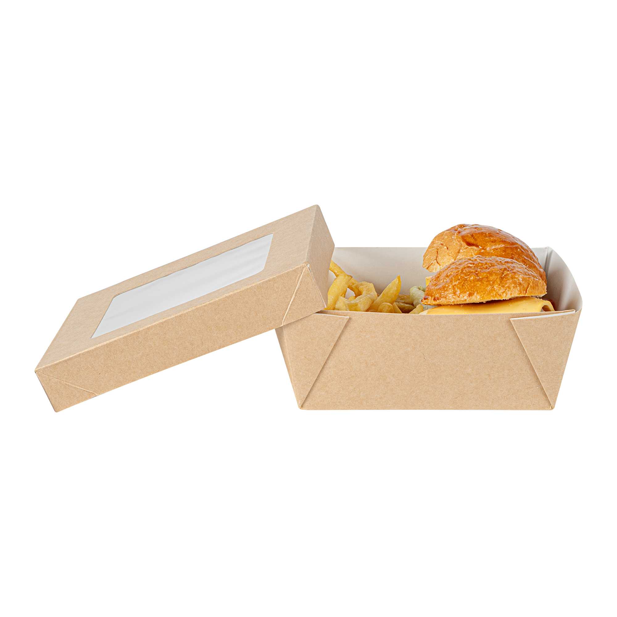 Cafe Vision 27 oz Square Kraft Paper Medium Take Out Container - 5 1/4" x 5 1/4" x 2" - 200 count box