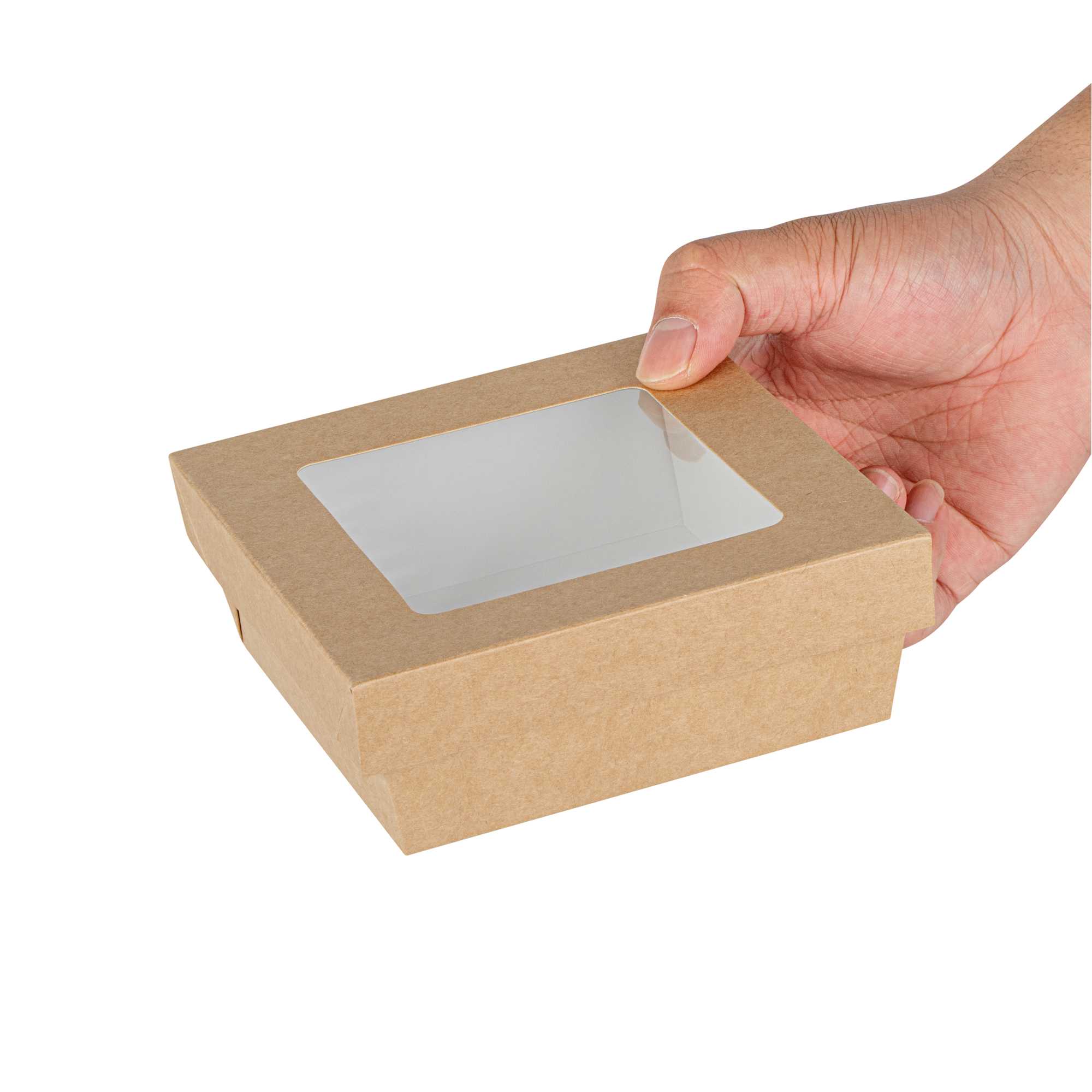 Cafe Vision 27 oz Square Kraft Paper Medium Take Out Container - 5 1/4" x 5 1/4" x 2" - 200 count box