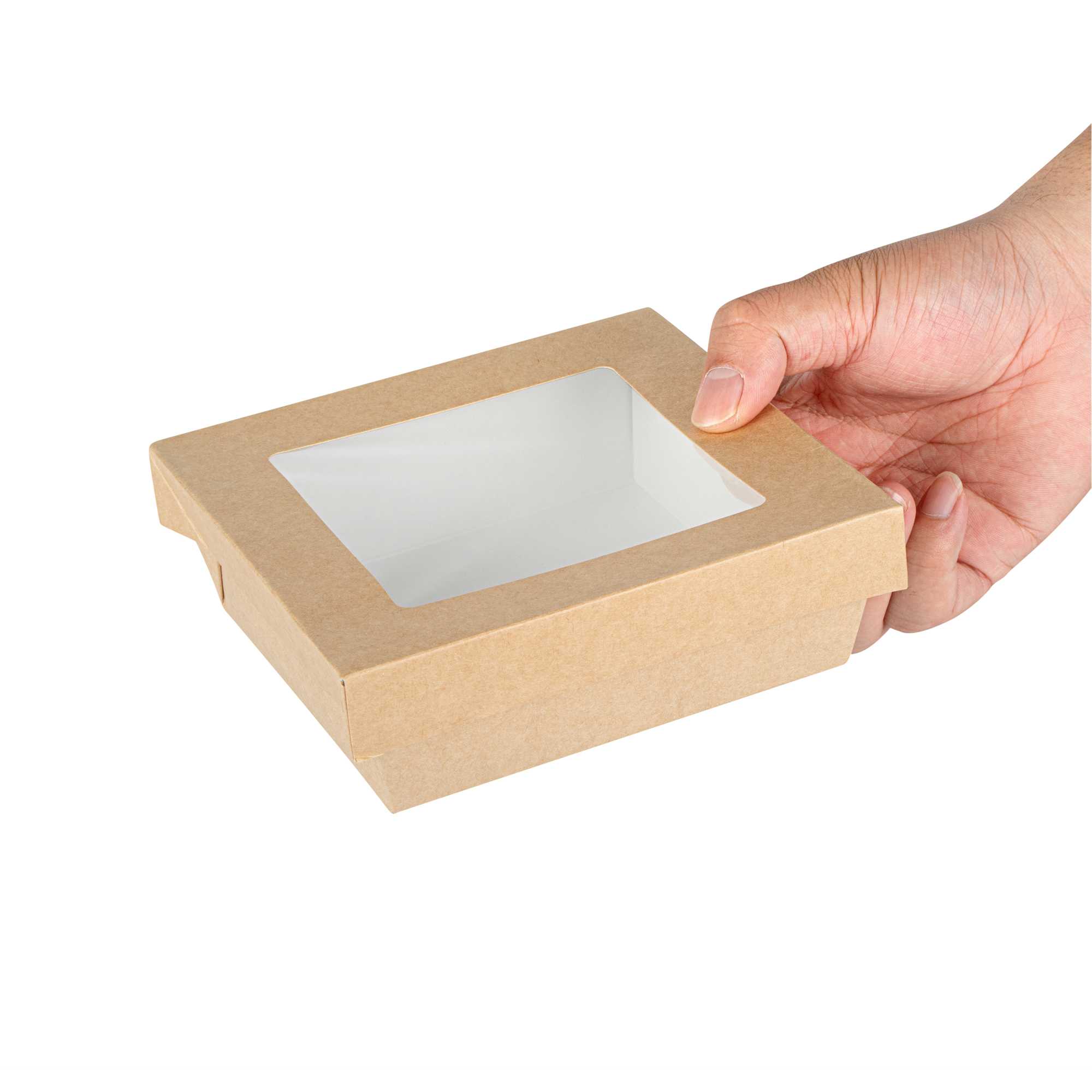 Cafe Vision 34 oz Square Kraft Paper Large Take Out Container - 6" x 6" x 2" - 200 count box