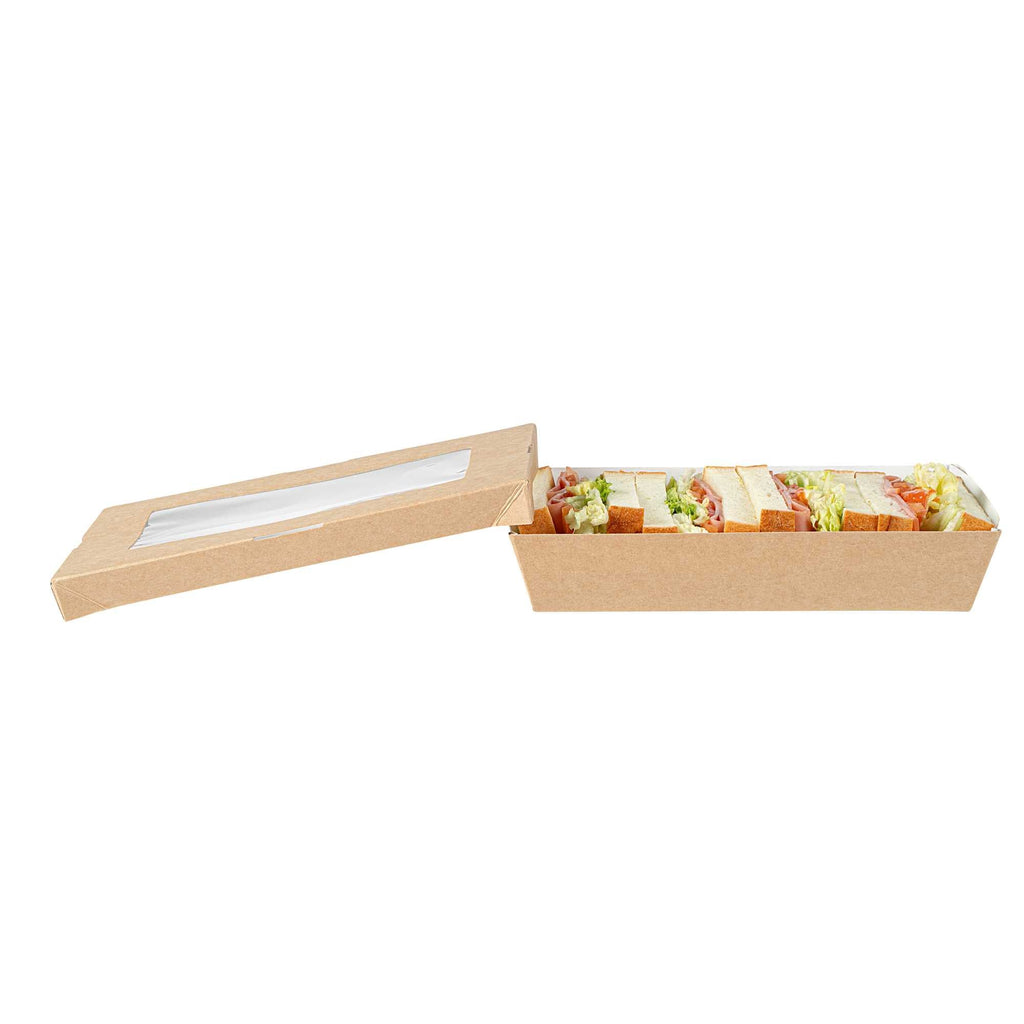 Cafe Vision 34 oz Rectangle Kraft Paper Large Take Out Container - 8 1/2" x 5 1/4" x 1 1/2" - 200 count box