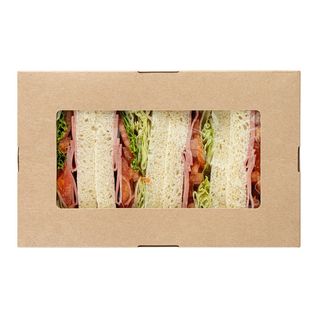 Cafe Vision 34 oz Rectangle Kraft Paper Large Take Out Container - 8 1/2" x 5 1/4" x 1 1/2" - 200 count box