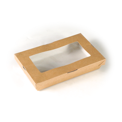Cafe Vision 34 oz Rectangle Kraft Paper Large Take Out Container - 8 1/2" x 5 1/4" x 1 1/2" - 200 count box