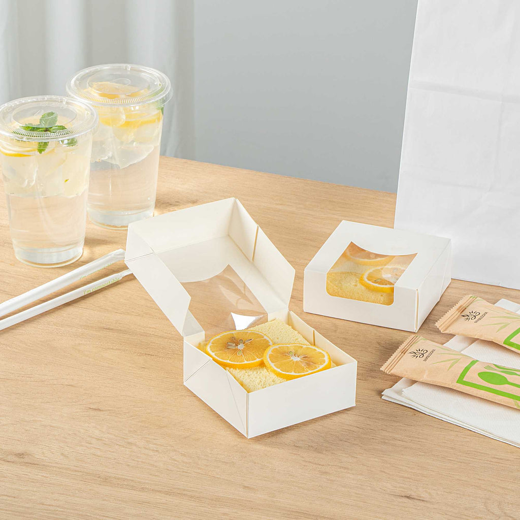 Cafe Vision 11 oz Square White Paper Small Take Out Container - 4" x 4" x 1 1/2" - 200 count box