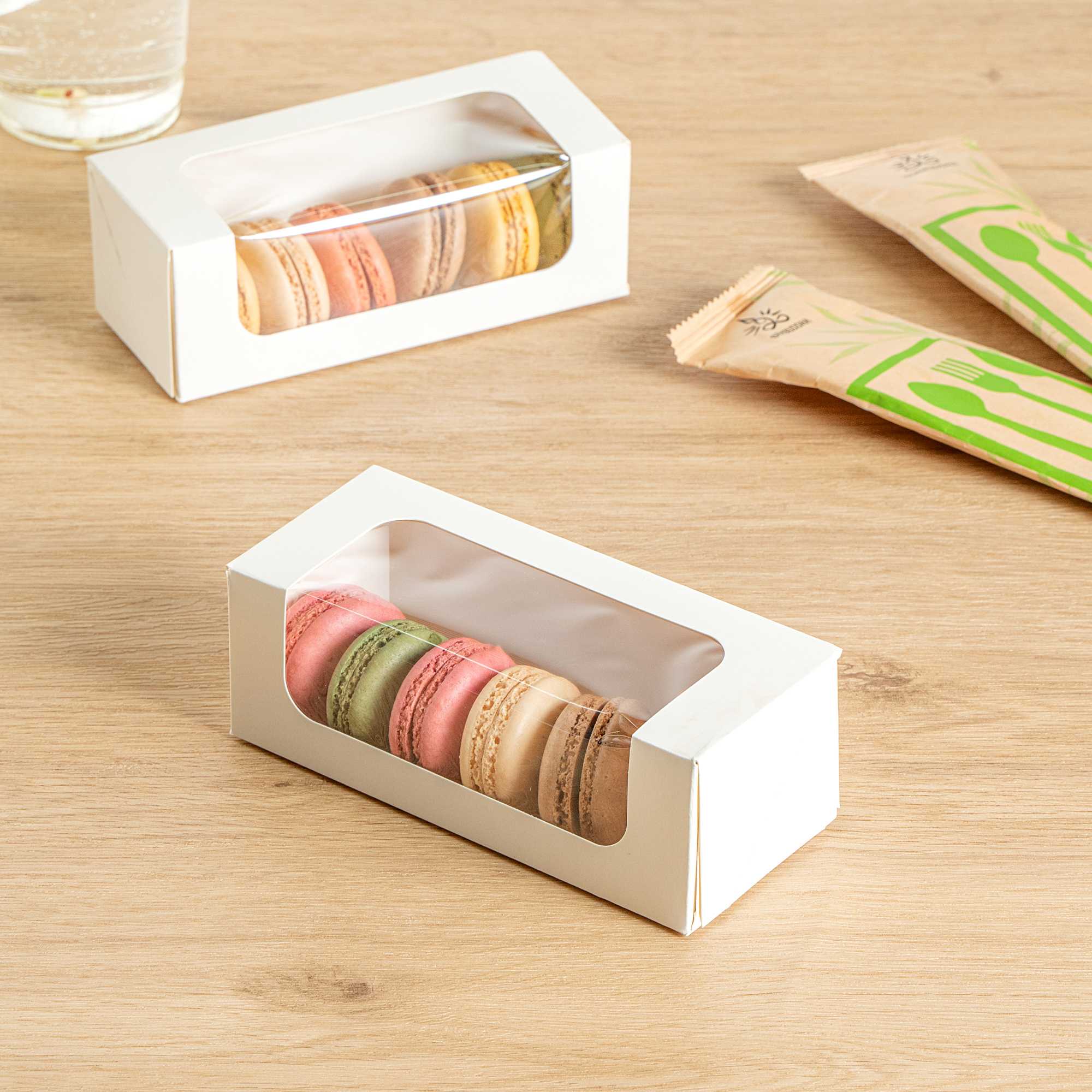 Cafe Vision 13 oz Rectangle White Paper Small Take Out Container - 6" x 2 1/2" x 2" - 50 count box