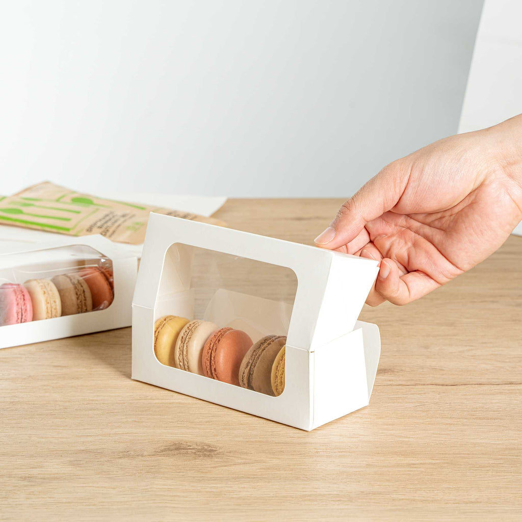 Cafe Vision 13 oz Rectangle White Paper Small Take Out Container - 6" x 2 1/2" x 2" - 50 count box