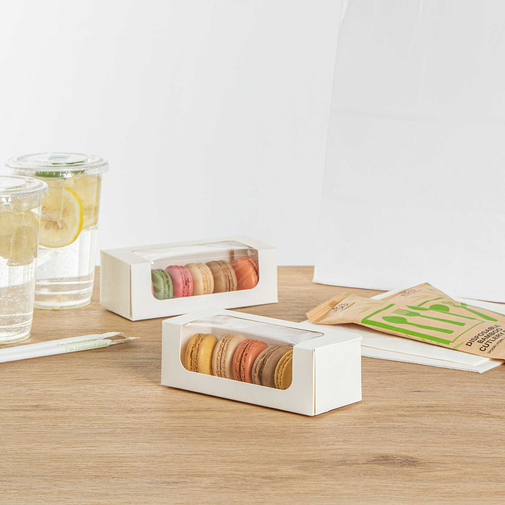 Cafe Vision 13 oz Rectangle White Paper Small Take Out Container - 6" x 2 1/2" x 2" - 200 count box