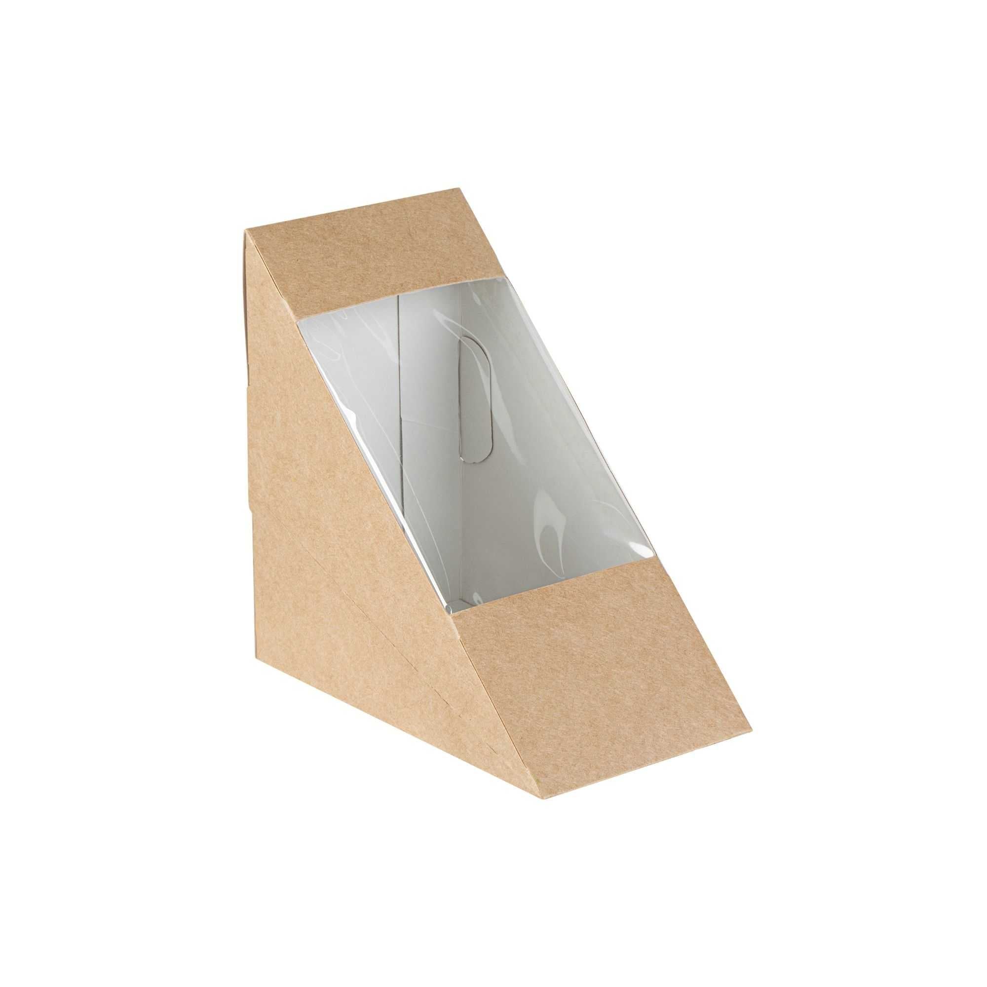 Cafe Vision Triangle Kraft Paper Medium Sandwich Box - 4 3/4" x 4 3/4" x 2 3/4" - 200 count box