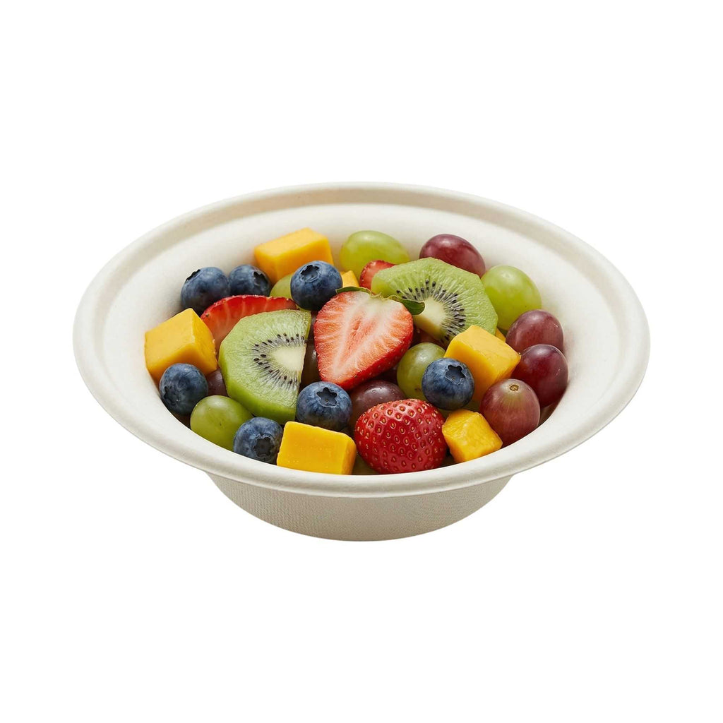 Pulp Tek 12 oz Round White Sugarcane / Bagasse Bowl - 6" x 6" x 1 3/4" - 100 count box