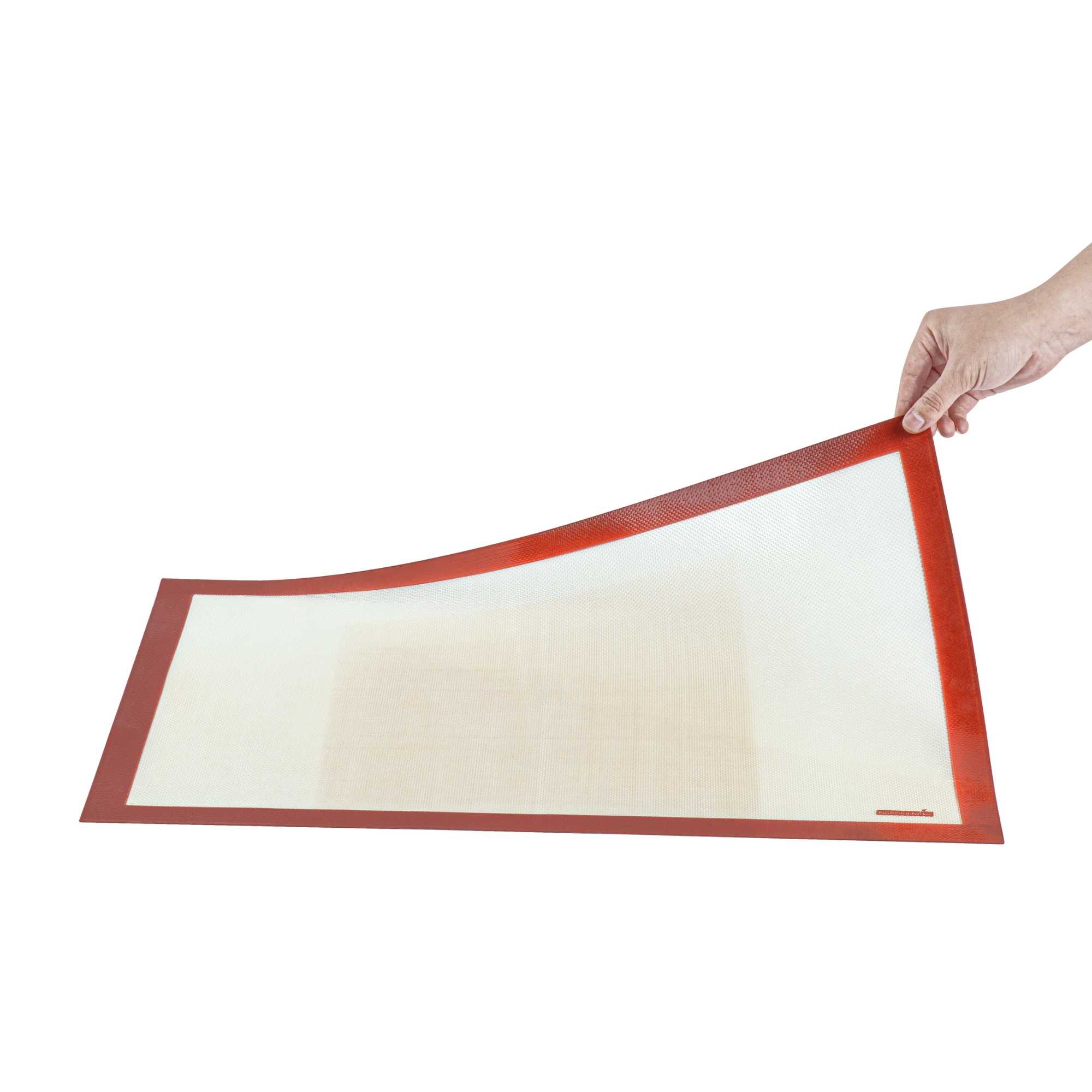 Pastry Tek Rectangle Tan and Red Silicone Full Size Baking Mat - Ultra Durable - 15 3/4" x 23 1/2" - 1 count box