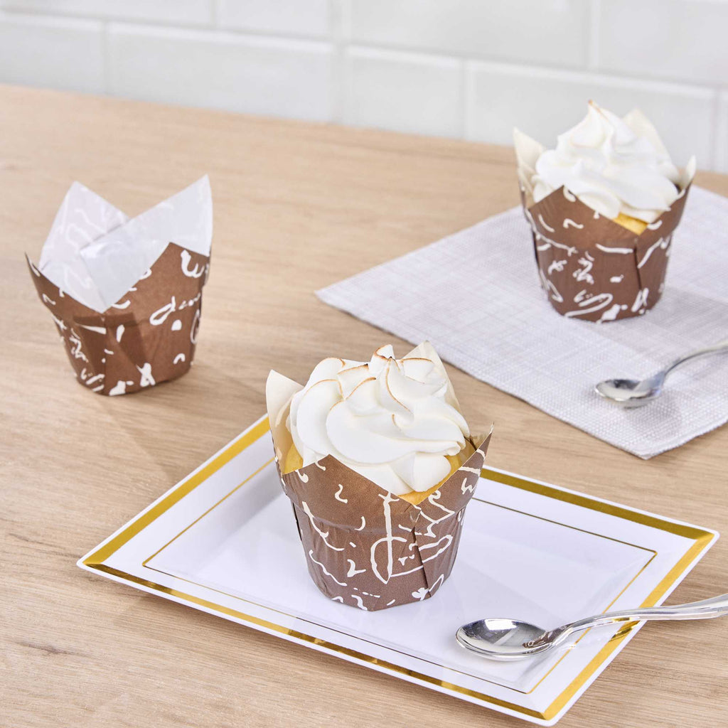 Panificio 1 oz Tulip Chocolate Wisp Paper Regular Baking Cup - 3" x 3" x 3 1/2" - 200 count box