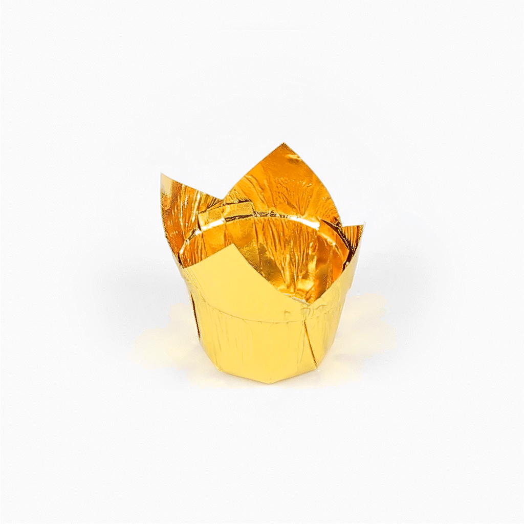 Panificio 4 oz Tulip Rose Gold Paper Regular Baking Cup - 2 1/4" x 2 1/4" x 1 1/2" - 200 count box
