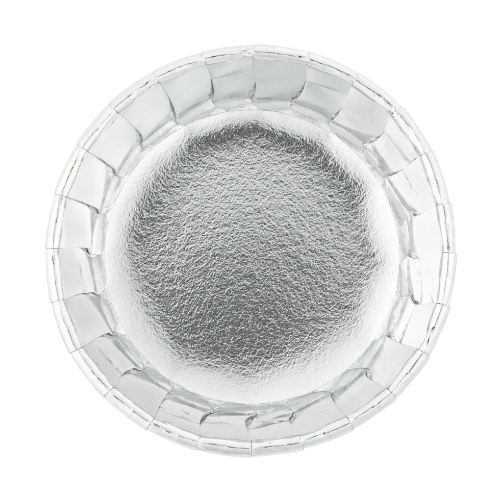 Panificio 5.5 oz Round Metallic Silver Paper Large Baking Cup - Pleated - 3" x 3" x 1 1/2" - 200 count box