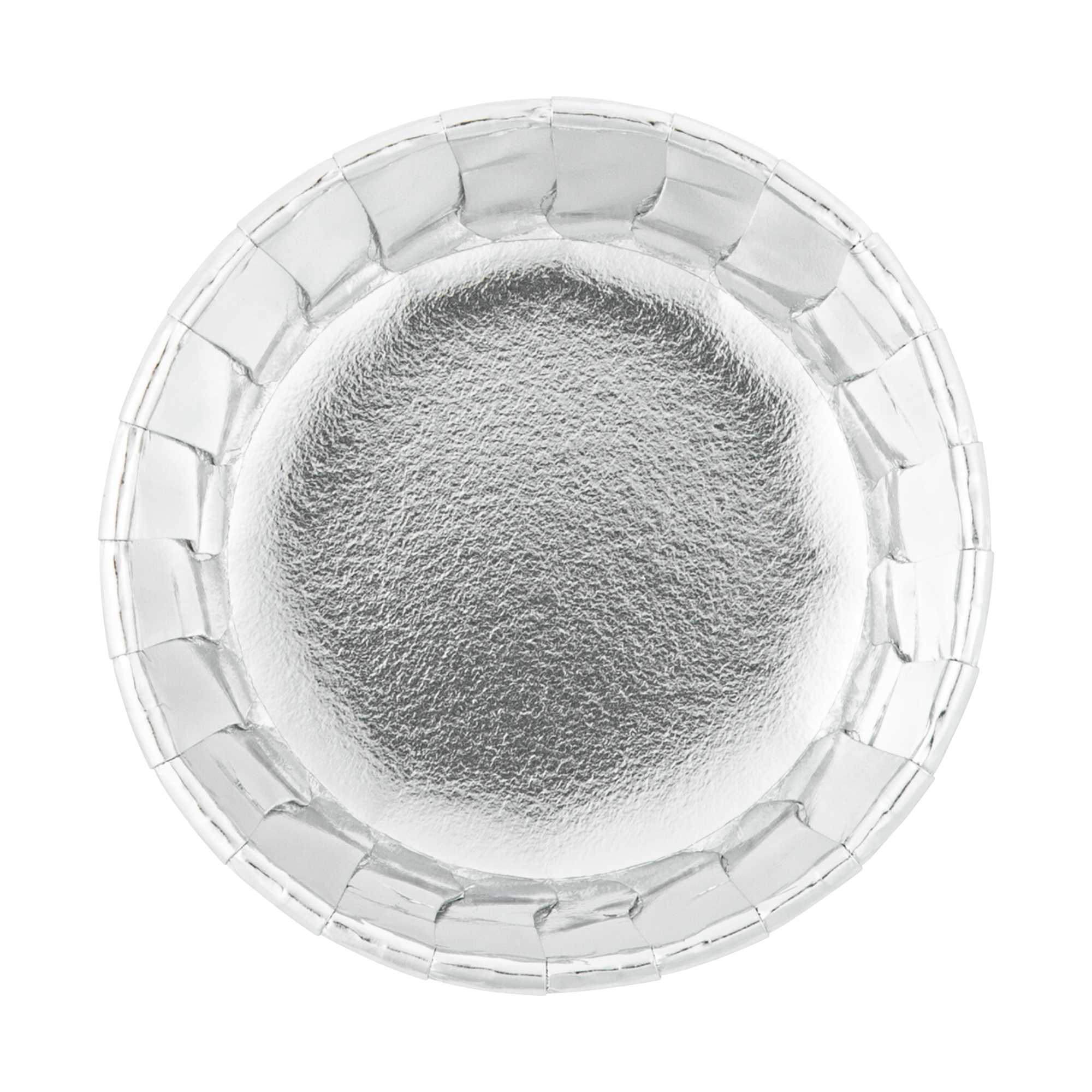 Panificio 5.5 oz Round Metallic Silver Paper Large Baking Cup - Pleated - 3" x 3" x 1 1/2" - 200 count box