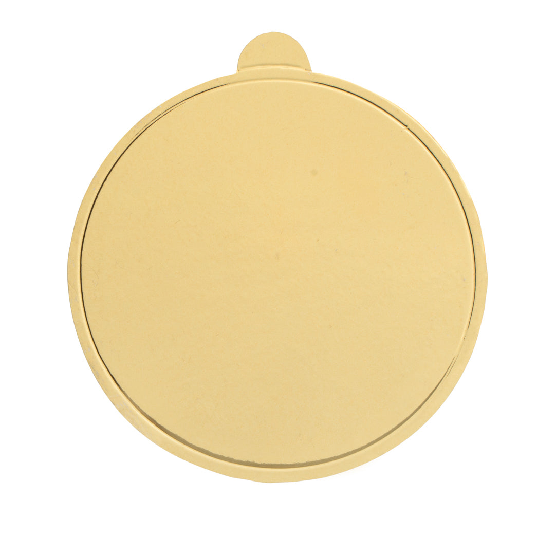 Pastry Tek Round Gold Paper SturdyServe Base - 3" x 3" - 200 count box