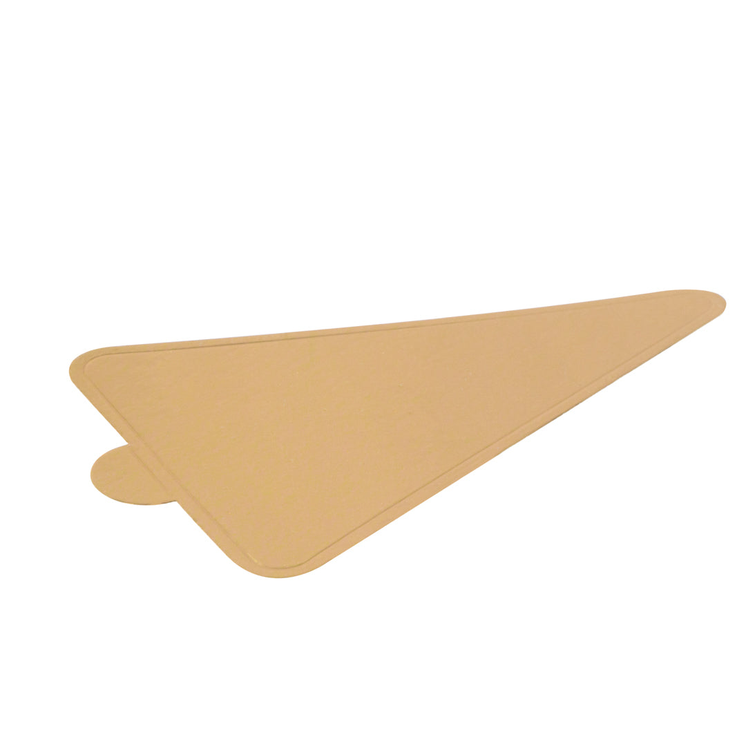 Pastry Tek Triangle Gold Paper SturdyServe Base - 3" x 4 3/4" - 200 count box