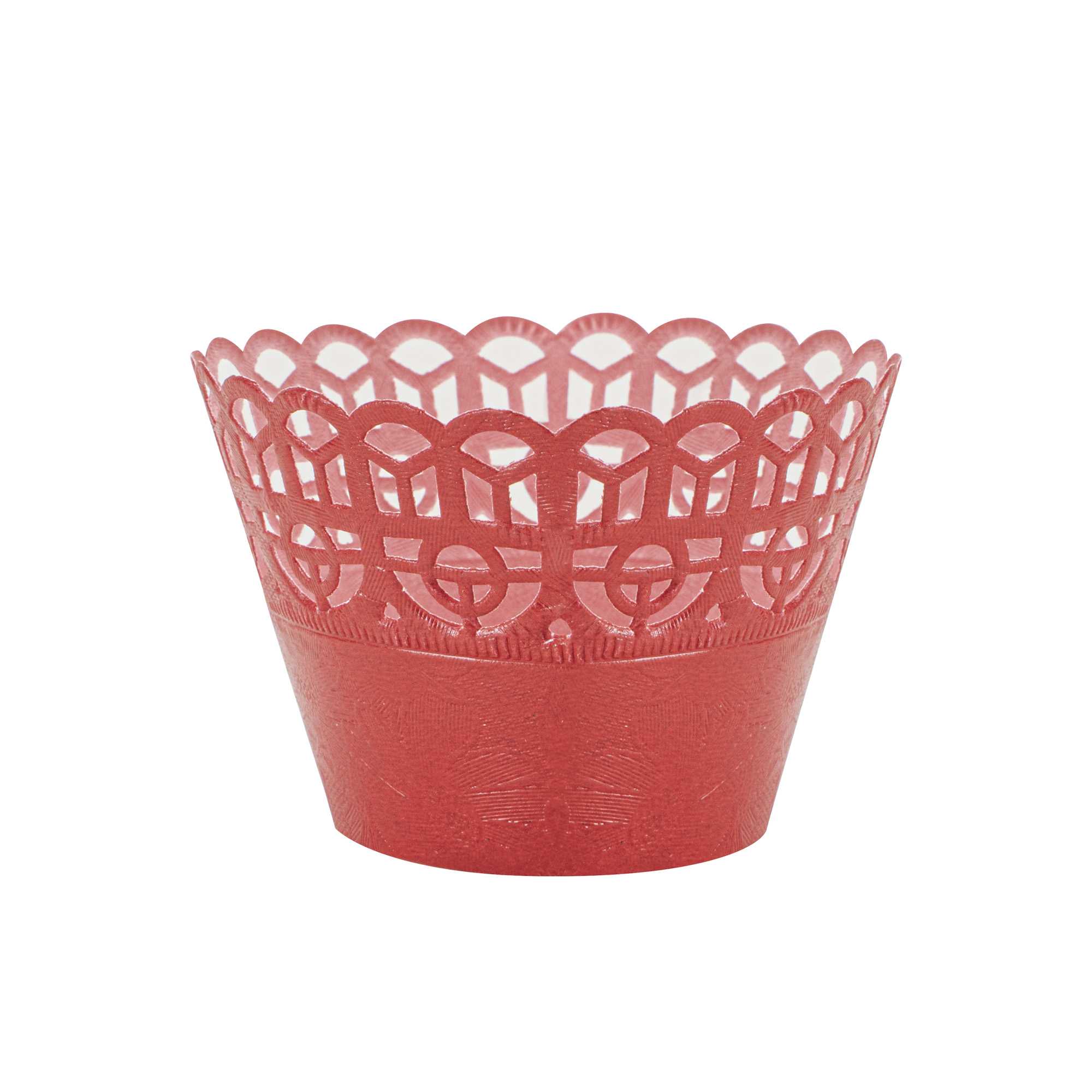 Bellissimo Round Cherry Red Paper Cupcake Wrap - 2 1/4" x 2 1/4" x 2" - 200 count box